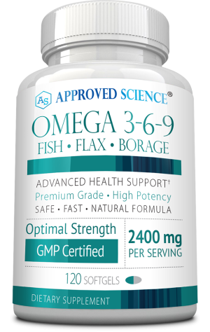 Bottle of Approved Science Omega 3-6-9