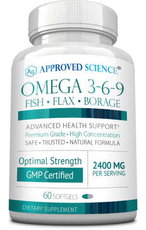 Bottle of Approved Science Omega 3-6-9