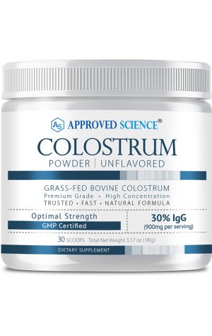 Bottle of Approved Science Colostrum Powder