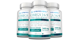 Approved Science Omega 3-6-9 (3 Bottles, 3 Month Supply)