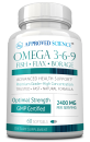 Omega 3-6-9 supplement bottle label.
