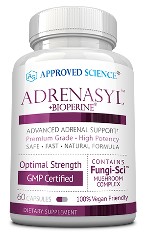 Adrenasyl with BioPerine bottle for advanced adrenal support, optimal stress and fatigue relief, vegan, 60 capsules.