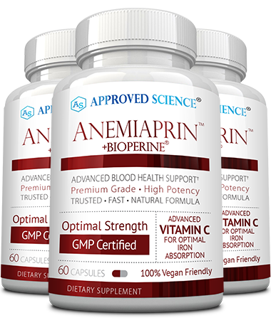 Anemiaprin with BioPerine high-absorption iron supplement for anemia support and optimal hemoglobin levels, 60 vegan capsules.