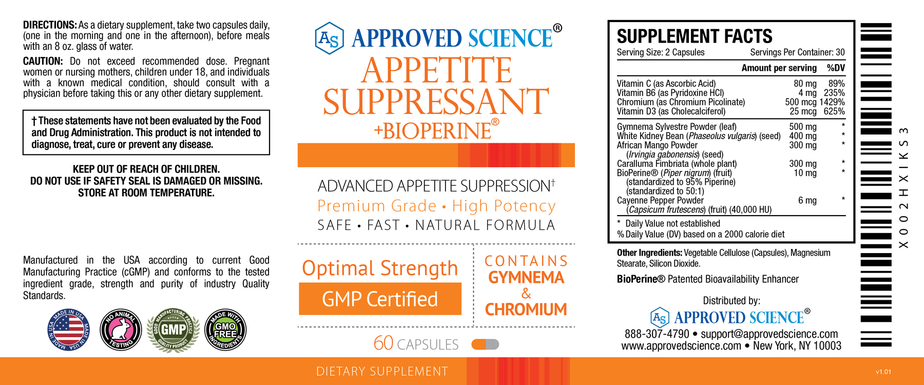 Approved Science Appetite Suppressant Reduce Appetite and Cravings