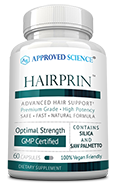 Bottle labeled Hairprin for hair support.