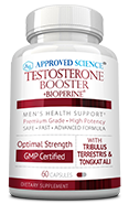 White testosterone booster supplement bottle.
